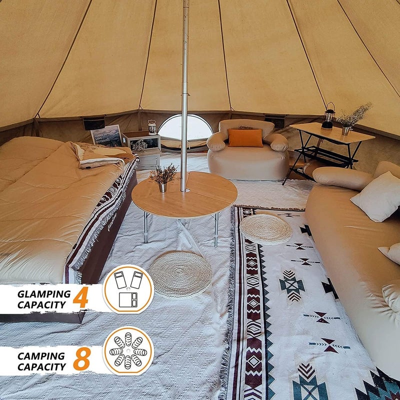 KingCamp خيام يورت قماش كينغ كامب، 4 مواسم كبيرة مقاومة للماء والرياح، خيمة فاخرة للتخييم مع فتحة للمدفأة للعائلات في الهواء الطلق، الصيد، الحفلات - Image 4