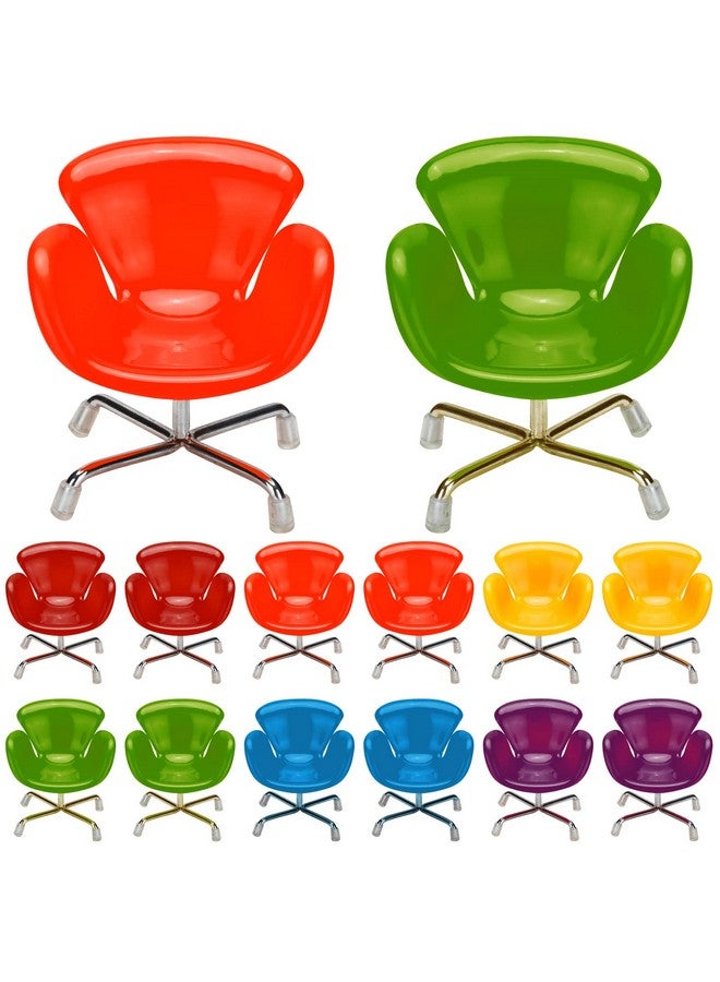 Sosation 12 Pieces 1:6 Scale Dollhouse Miniature Plastic Chair Colorful Miniature Chair Dollhouse Furniture Diy Mini Armchair Backrest Swivel Egg Chairs For Dolls Dollhouse Accessories Decoration 6 Colors - Image 2
