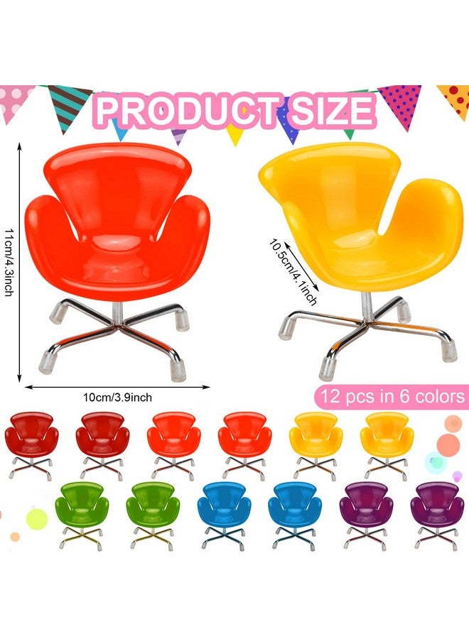 Sosation 12 Pieces 1:6 Scale Dollhouse Miniature Plastic Chair Colorful Miniature Chair Dollhouse Furniture Diy Mini Armchair Backrest Swivel Egg Chairs For Dolls Dollhouse Accessories Decoration 6 Colors - Image 3