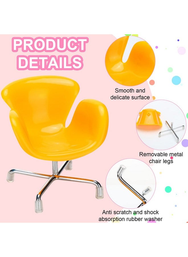 Sosation 12 Pieces 1:6 Scale Dollhouse Miniature Plastic Chair Colorful Miniature Chair Dollhouse Furniture Diy Mini Armchair Backrest Swivel Egg Chairs For Dolls Dollhouse Accessories Decoration 6 Colors - Image 4