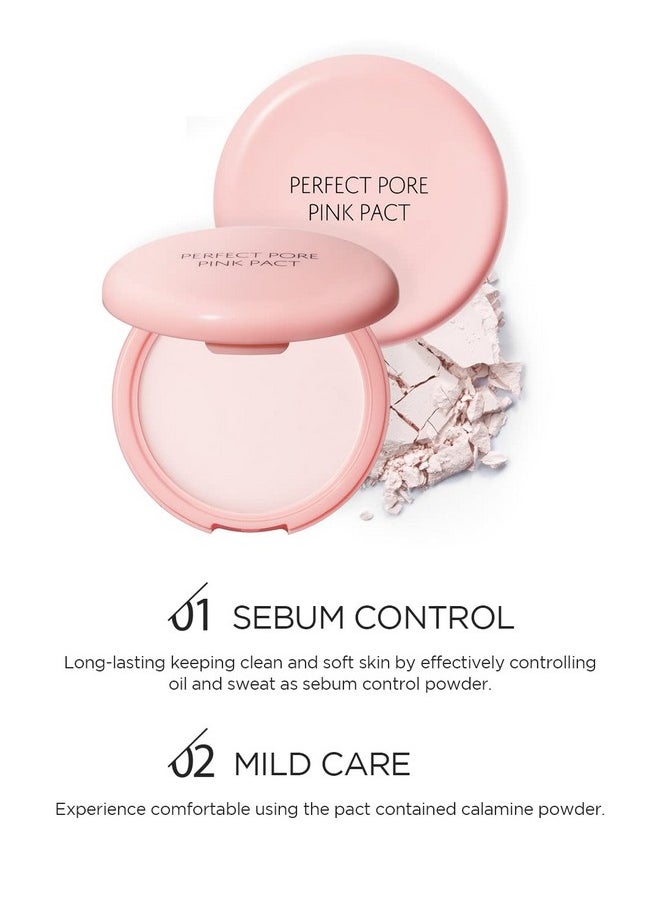 Saemmul Perfect Pore Pink Pact Makeup Finishing Pressed Powder For Sebum Control And Pore Minimization Soothes Sensitive Skin With Calamine Setting Powder Clumps Free 12G