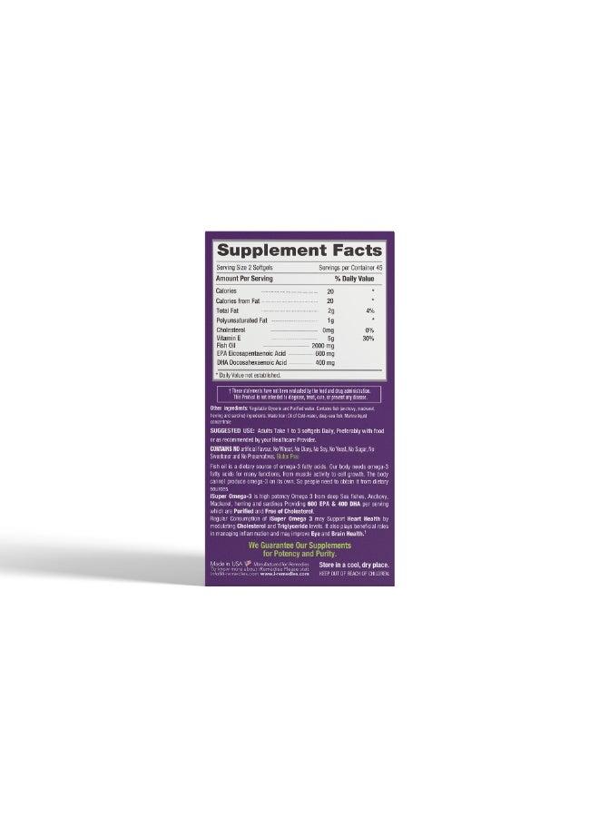 iRemedies iSuper Omega 2000mg - Triple-Strength Omega-3 Fish Oil for Heart, Brain, and Joint Health - 90 Softgels - Image 4