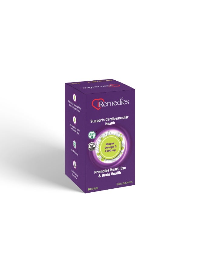 iRemedies iSuper Omega 2000mg - Triple-Strength Omega-3 Fish Oil for Heart, Brain, and Joint Health - 90 Softgels - Image 3