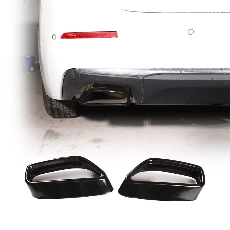 Black Stainless Steel Pipe Throat Exhaust Outputs Tail Frame Trim Cover 2Pcs For BMW 5 Series G30 G38 20182021 Car Accessories Black