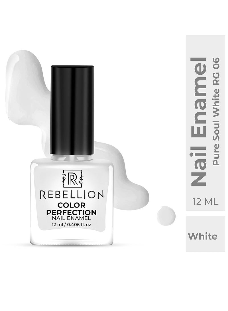 Rebellion Color Perfection Nail Enamel 12ml White Pure Soul White RG06 - Image 2