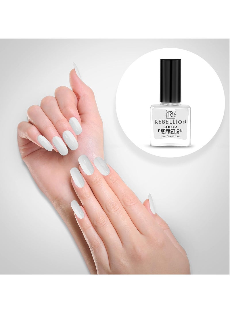 Rebellion Color Perfection Nail Enamel 12ml White Pure Soul White RG06 - Image 3