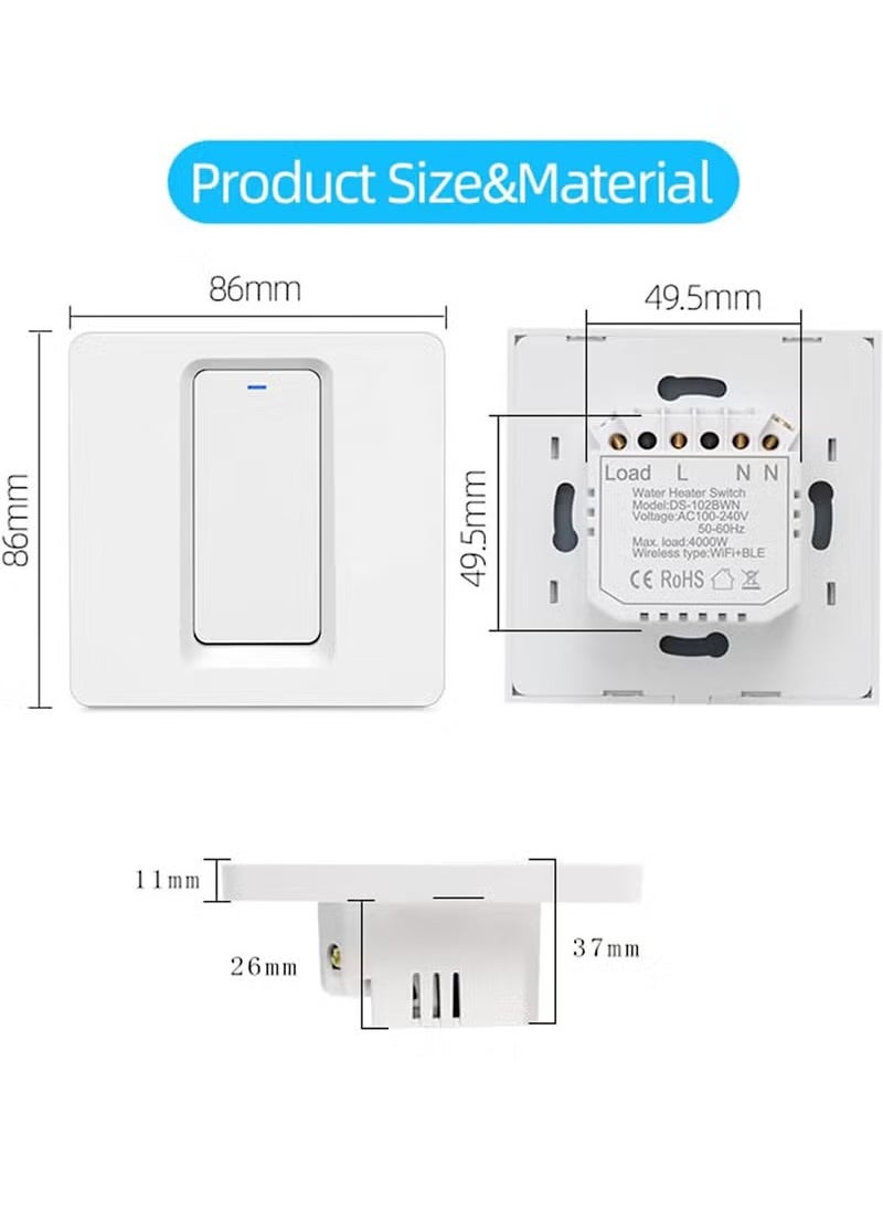 Generic - 40A Smart WiFi/Bluetooth Switch, Heavy Duty WiFi Pump Controller for Pool Pump, Water Heater, Air Conditioner, Compatible with Alexa and Google Home, Neutral Wire Required - Image 1