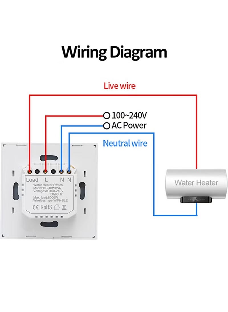 Generic - 40A Smart WiFi/Bluetooth Switch, Heavy Duty WiFi Pump Controller for Pool Pump, Water Heater, Air Conditioner, Compatible with Alexa and Google Home, Neutral Wire Required - Image 1