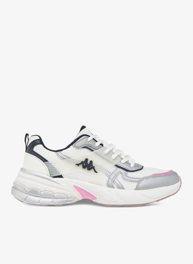 Women's Panelled Lace-Up Sports Shoes with Pull Tabs
