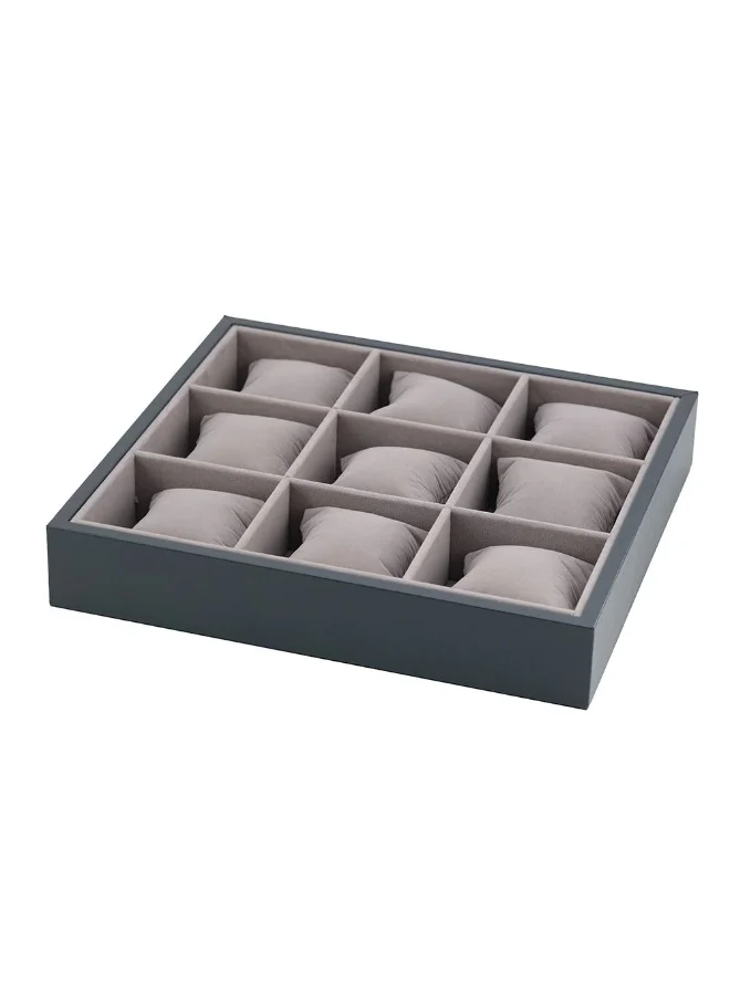 DANUBE HOME Danube Home Elsa Velvet Jewelry Organizer - 32X29X5.5 Cm Stylish Grey Solid Wood & Velvet Jewelry Storage Box For Rings, Necklaces, Earrings & Bracelets Decorative Home Accessories