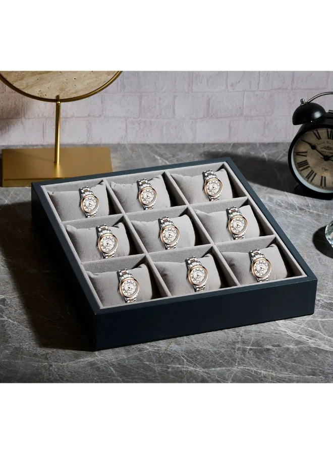 DANUBE HOME Danube Home Elsa Velvet Jewelry Organizer - 32X29X5.5 Cm Stylish Grey Solid Wood & Velvet Jewelry Storage Box For Rings, Necklaces, Earrings & Bracelets Decorative Home Accessories