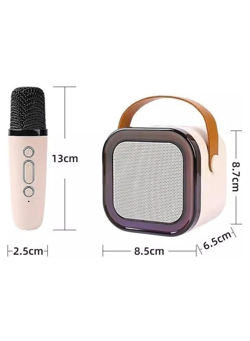 آلة كاريوكي صغيرة للأطفال مع 2 ميكروفون لاسلكي – سماعة بلوتوث محمولة بأضواء LED ملونة وتأثيرات صوتية – هدية للبنات والأولاد من عمر 3 إلى 12 سنة（أبيض عاجي） - Image 3