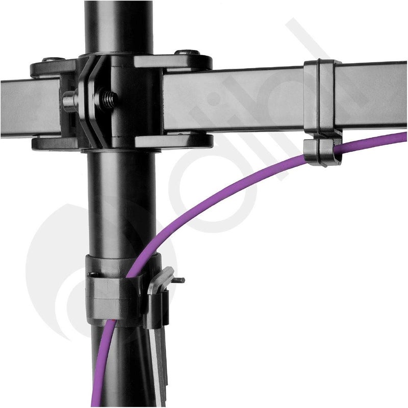 Dihl Dual Monitor Desk Stand, Twin Monitor Mount Clamp for 13 to 27 Inch Screens, Height Adjustable Arms, Tilts 90°, Swivels 180°, Rotates 360°, VESA 75 or 100mm, Black - Image 3