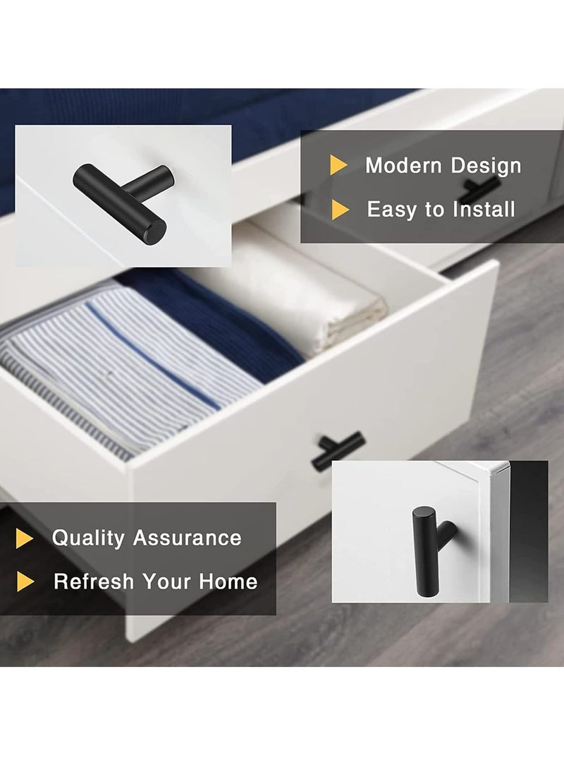 إسكدنيا حزمة من 5 مقابض ومقابس للأدراج الطوبي T-Bar، مقابس الأبواب الخلفية للمطبخ، مقابس حفرة واحدة مسطحة، مقابس الدرج الطوبي T Bar (أسود) - Image 4