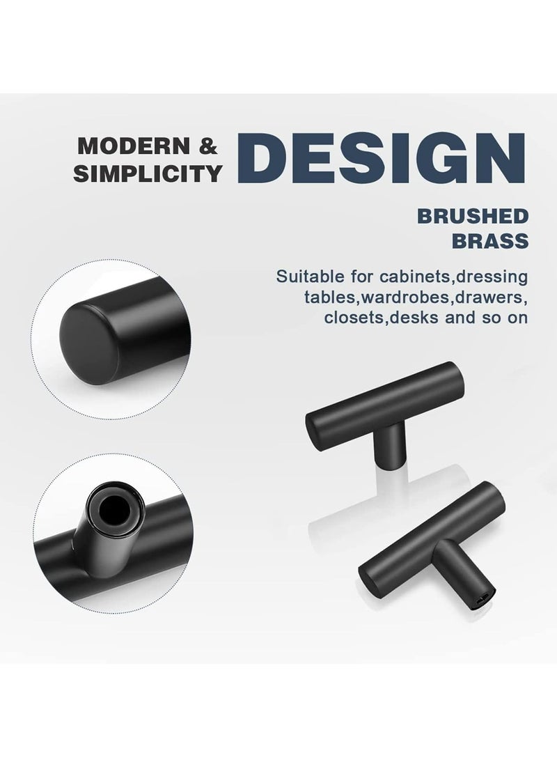 إسكدنيا حزمة من 5 مقابض ومقابس للأدراج الطوبي T-Bar، مقابس الأبواب الخلفية للمطبخ، مقابس حفرة واحدة مسطحة، مقابس الدرج الطوبي T Bar (أسود) - Image 5