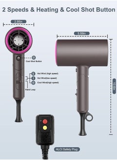 General Multi Functional Professional Styling Fast Hair Dryer,2000W Powerful Ac Motor Fast Drying Blow Ionic,With 2 Speed 3 Heat Setting,Foldable Blow Ionic Dryer for Home,Travel Use  - Image 5