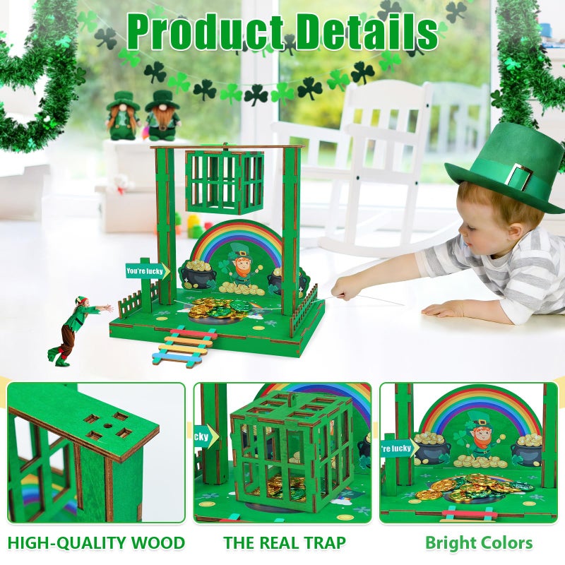 Phoncoo St Patrick's Day Leprechaun Trap Kit, St Patrick's Day DIY Toys Gift for Kids, Leprechaun Trap Crafts Kit to Catch A Leprechaun, St Patrick's Day Party Supplies Decorations - Image 3