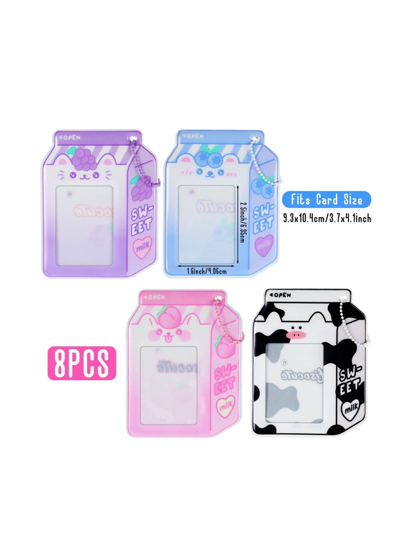 Generic SYOSI, 8 Pcs Kpop Photocard Holder Keychain, 4.4x3.2 Inch Cardholder Plastic Cover, Kawaii Korean Star Card Covers Key Chain, Lovely Sleeves for Cards Photos  - Image 2