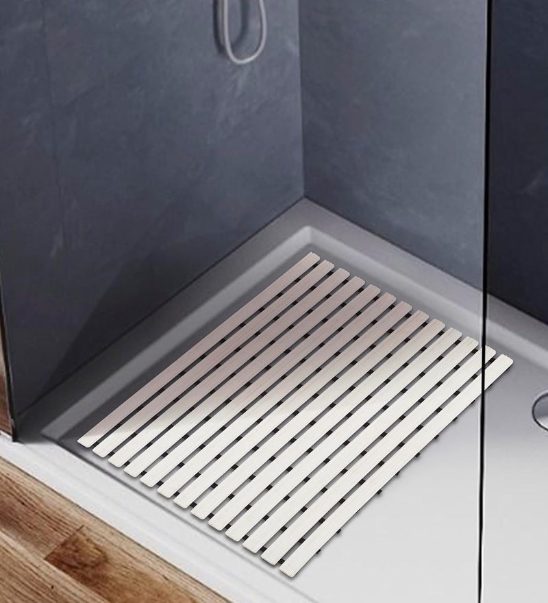 Obsessions Non-Slip White PVC Shower Mat for Bathrooms, 47x61 cm Safety & Style - Image 1