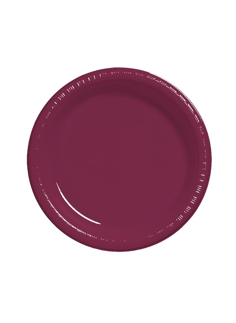 CREATIVE CONVERTING Creative Converting Burgundy Red Round Plastic Plates Party Supplies  7"" 