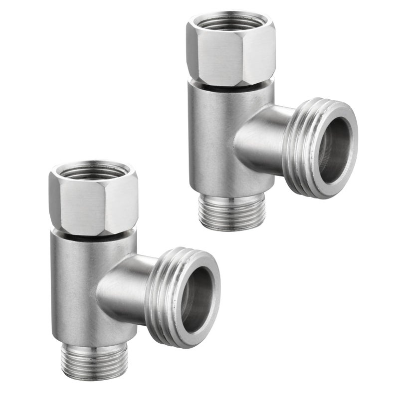 Tecmolog 2 PCS 3way 38 x 12 Tee Adapter Stainless Steel Angle Stop AddATee Valve for Toilet Brushed Nickel SBA020B2 - Image 2