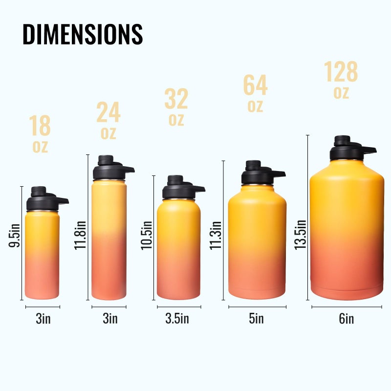 Fijinhom 24 oz Insulated Water Bottle with Handle, 304 Stainless Steel Water Bottles with Wide Mouth, Double Wall Vacuum Sports Water Bottle, BPA Free, Keep Cold and Hot, Yellow&Orange - Image 5