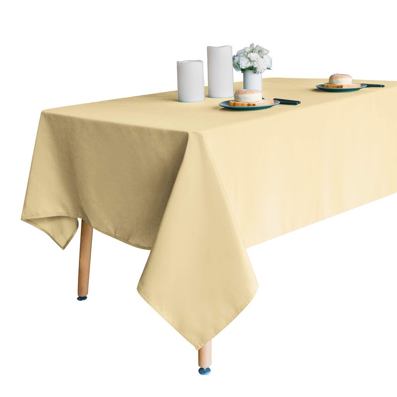 Obstal Obstal 210GSM Rectangle Table Cloth  Water Resistance Microfiber Tablecloth  Decorative Fabric Table Cover for Outdoor and Indoor Use (Champagne  60 x 84 Inch)  - Image 2