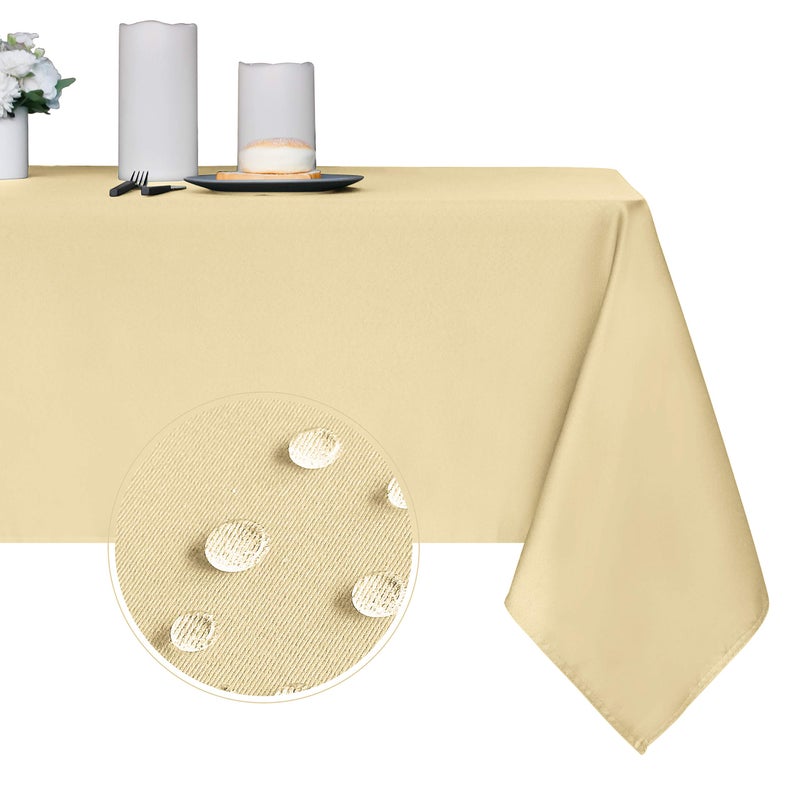 Obstal Obstal 210GSM Rectangle Table Cloth  Water Resistance Microfiber Tablecloth  Decorative Fabric Table Cover for Outdoor and Indoor Use (Champagne  60 x 84 Inch)  - Image 1