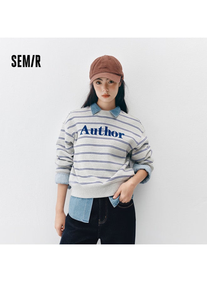 Semir Women's Winter Striped Letter Fleece Pullover Hoodie Fashion Style 101725116001 - Image 1
