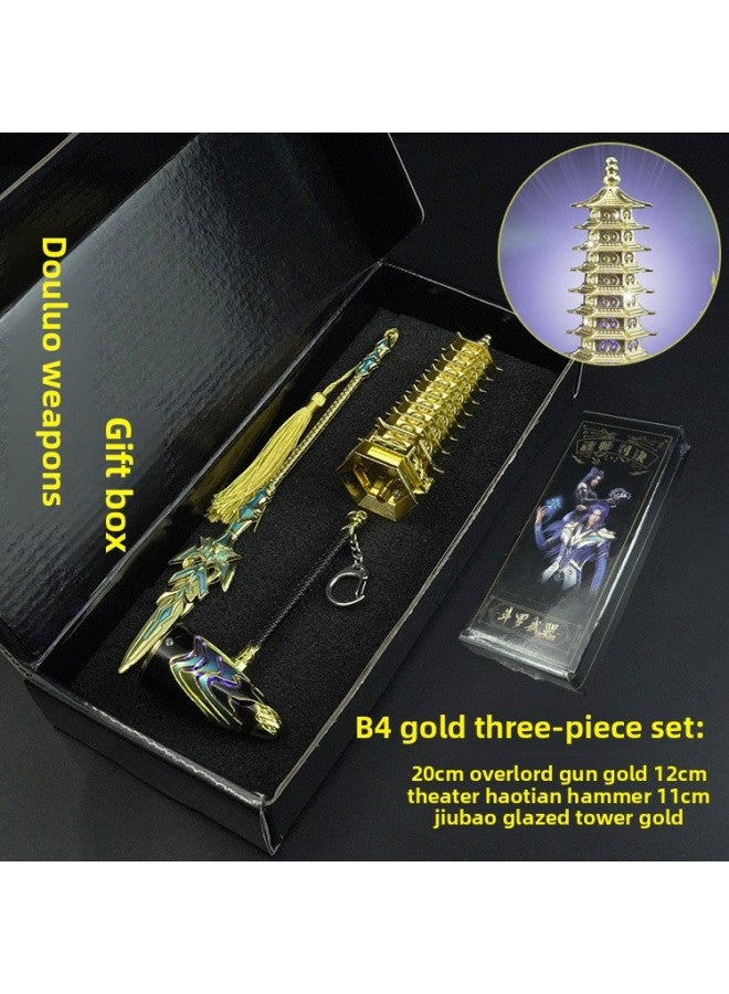 Tang San Soul Bone Metal Children's Gift Set Animation Surrounding Douluo Mainland Eight Spears Haotian Hammer Toy Handmade-Color:C3 Golden Seven Kills + Lotus + Overlord + Grass  - Image 5