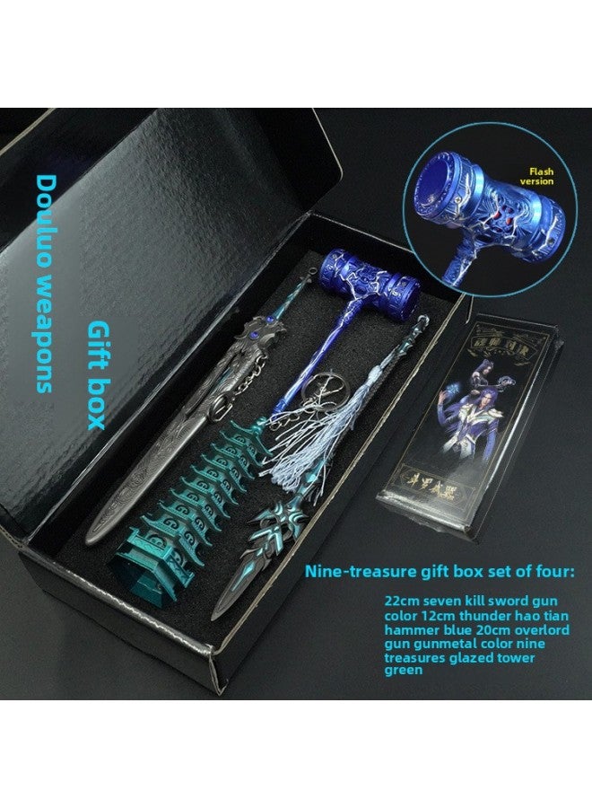 Tang San Soul Bone Metal Children's Gift Set Animation Surrounding Douluo Mainland Eight Spears Haotian Hammer Toy Handmade-Color:C3 Golden Seven Kills + Lotus + Overlord + Grass  - Image 3