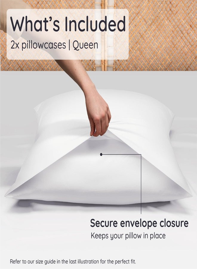 Bambaw 100% Viscose Derived from Bamboo Pillowcase Queen Size - Set of 2 Queen Cooling Pillow Cases with Envelope Closure, Breathable & Super Soft Pillow Cases, Anti Acne Pillow Case (White) - Image 2