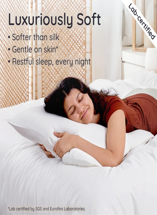 Bambaw 100% Viscose Derived from Bamboo Pillowcase Queen Size - Set of 2 Queen Cooling Pillow Cases with Envelope Closure, Breathable & Super Soft Pillow Cases, Anti Acne Pillow Case (White) - Image 4