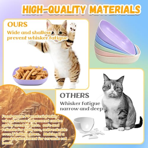 TKOnline 10 Pcs Cat Food Bowl, 5.7 Inch Plastic Shallow Pet Food and Water Dish for Whisker Fatigue Relief, Wide Cat Wet Feeding Bowls, Small Flat Dish for Indoor Outdoor Kittens Dogs ﻿ - Image 5