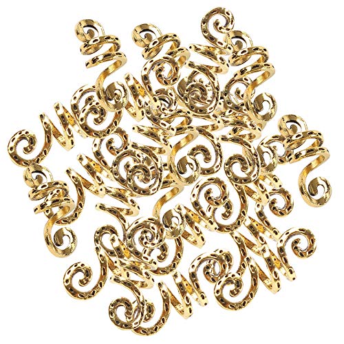 VinBee 30 PCS Viking Rings for Hair Braid Beard,Aluminum Dreadlocks,Hair Cuffs for Braids,Adjustable Charms,Viking Metal Braiding Beads Filigree Accessory (Gold) - Image 4
