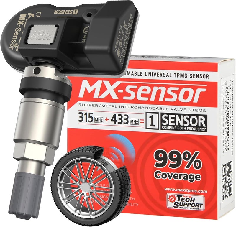 أوتل مستشعر TPMS من ، مستشعر MX-Sensor 315MHz + 433MHz بصمام معدني، عالمي قابل للبرمجة مصمم خصيصًا لاستبدال مستشعرات OEM، يعمل مع أداة TPMS TS408S TS501 PRO TS508WIFI MK808S-TS - Image 1