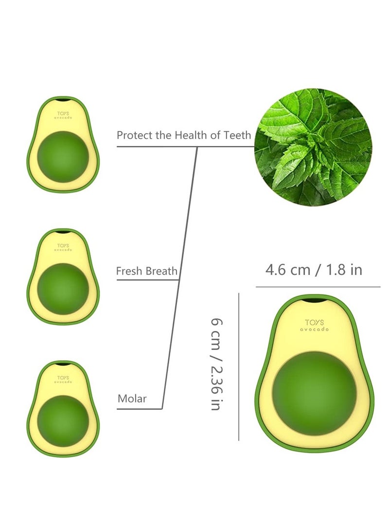 KASTWAVE 3 قطع كرات الجدار من نبتة النعناع على شكل أفوكادو ألعاب القطط صالحة للأكل ألعاب لحم القطط ألعاب مضغ القطط أدوات طحن الأسنان لتنظيف ألعاب مضغ القطط قابلة للدوران ألعاب القطط الداخلية (بنكهة النعناع) - Image 2