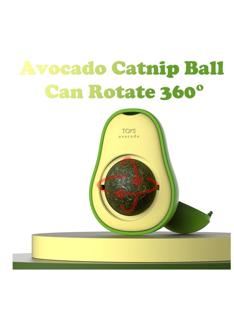 KASTWAVE 3 قطع كرات الجدار من نبتة النعناع على شكل أفوكادو ألعاب القطط صالحة للأكل ألعاب لحم القطط ألعاب مضغ القطط أدوات طحن الأسنان لتنظيف ألعاب مضغ القطط قابلة للدوران ألعاب القطط الداخلية (بنكهة النعناع) - Image 3