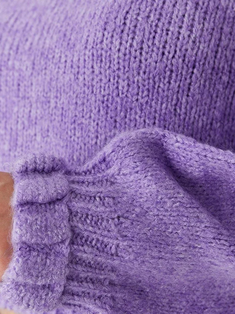 MixRay Mixray Thick Turtleneck Textured Crop Sweater