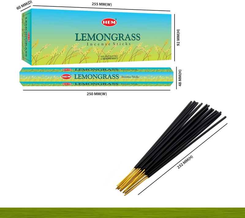 HEM Lemongrass Incense Sticks - 20 Sticks per Pack, Set of 6 Packs - Image 2