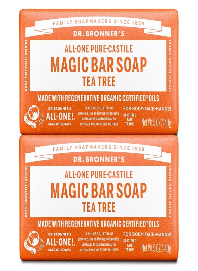Dr. Bronner's صابون د. برونر السحري النقي من الكاستيل - مصنوع من زيوت عضوية معتمدة متجددة - للوجه والجسم والشعر - صابون نباتي للرجال والنساء - شجرة الشاي، عبوة من 2، 5 أونصة - Image 1