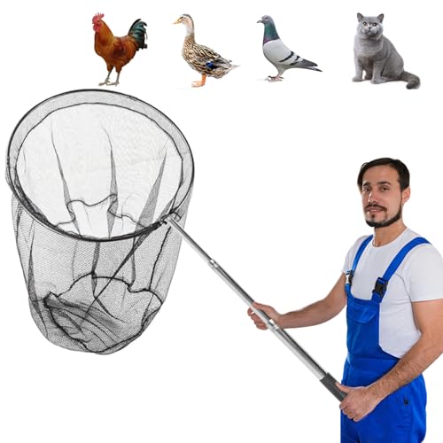 Smarkey Animal Catcher Net, Chicken Catching Net for Poultry Supplies, Extendable 72" Made of Stainless Steel Fishing net Catcher for Catching Small Duck, Geese, Bird, Bat, Chickens, cat, Poultry - Image 1