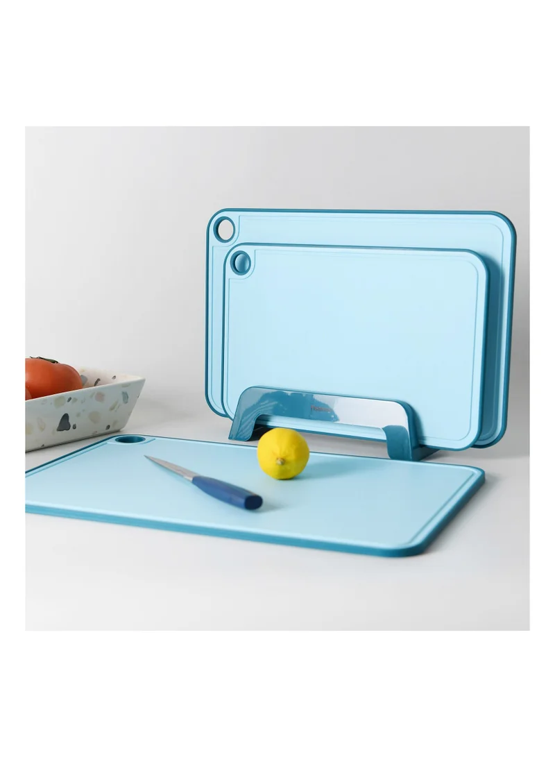 فيسمان 3pcs Chopping Boards 41x28 cm. 36x24 cm. 31x20 cm With Holder Blue (Plastic+ TPR)