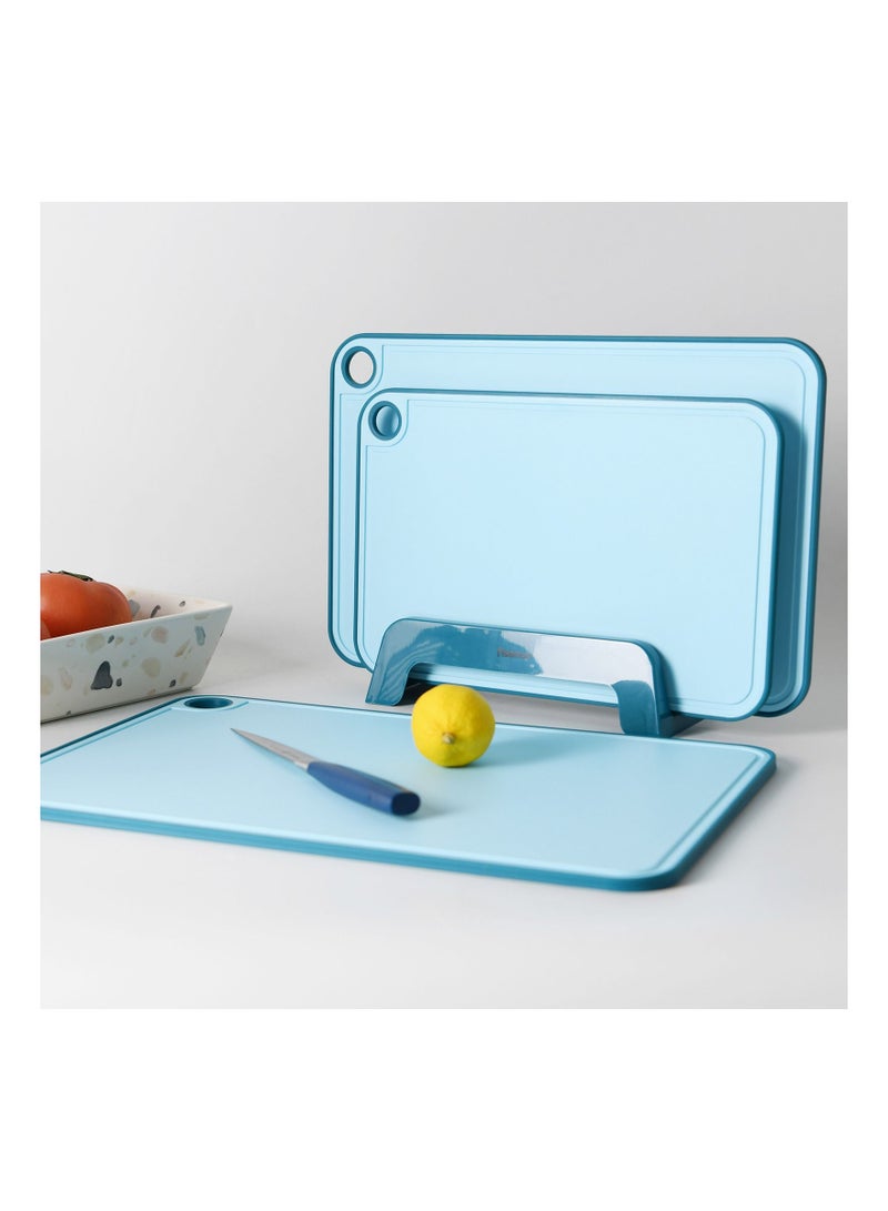 Fissman 3pcs Chopping Boards 41x28 cm. 36x24 cm. 31x20 cm With Holder Blue (Plastic+ TPR)  - Image 1