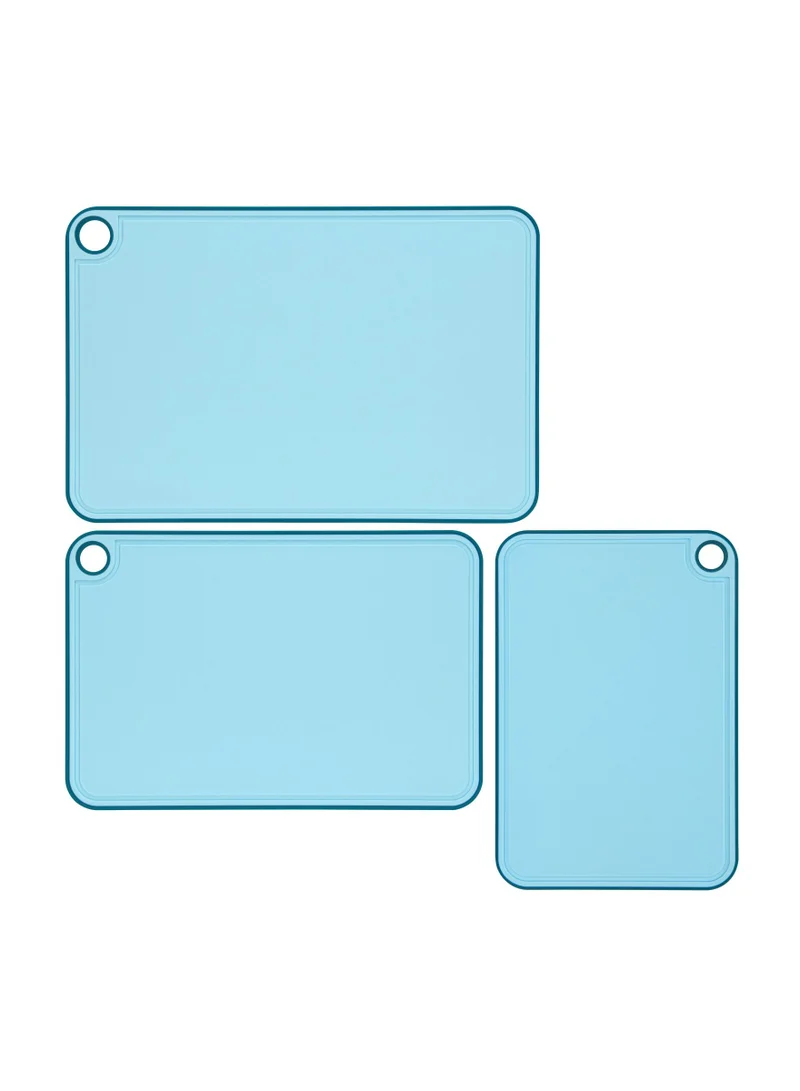 Fissman  3pcs Chopping Boards 41x28 cm. 36x24 cm. 31x20 cm With Holder Blue (Plastic+ TPR)  | Best Price UAE