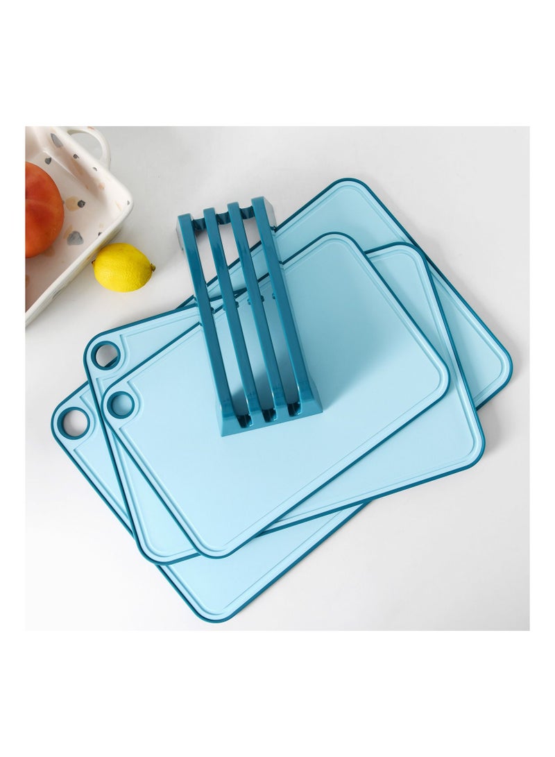 Fissman 3pcs Chopping Boards 41x28 cm. 36x24 cm. 31x20 cm With Holder Blue (Plastic+ TPR)  - Image 4