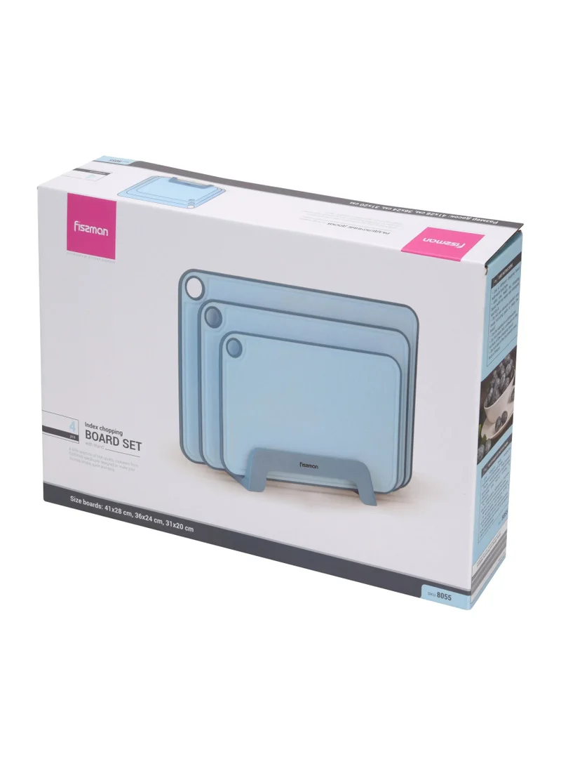Fissman  3pcs Chopping Boards 41x28 cm. 36x24 cm. 31x20 cm With Holder Blue (Plastic+ TPR)  | Best Price UAE