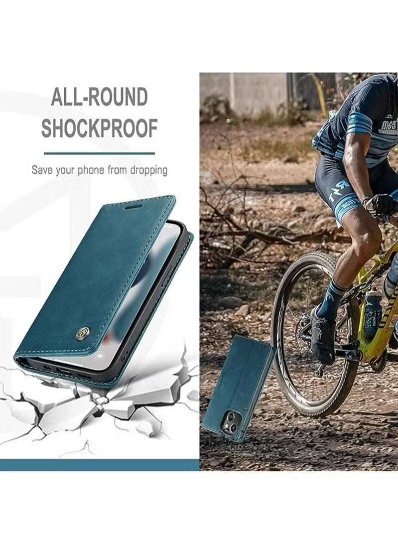 CaseMe iPhone 15 Pro Leather Case Wallet Flip Cover Card Slots Magnetic Closure Stand Phone Holder Function Fold Shockproof Protective Full Protection Anti-drop Anti-scratch Accessory For iphone 15 Pro - Image 4