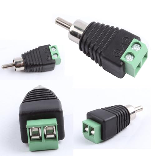 exgoofit RCA Male Plug to AV Screw Terminal Audio/Video Connector 10-Pack, RCA Plugs for Speaker Wire, Solderless Phono RCA Adapter - Image 3