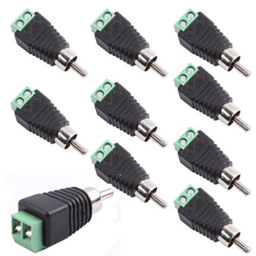 exgoofit RCA Male Plug to AV Screw Terminal Audio/Video Connector 10-Pack, RCA Plugs for Speaker Wire, Solderless Phono RCA Adapter - Image 2